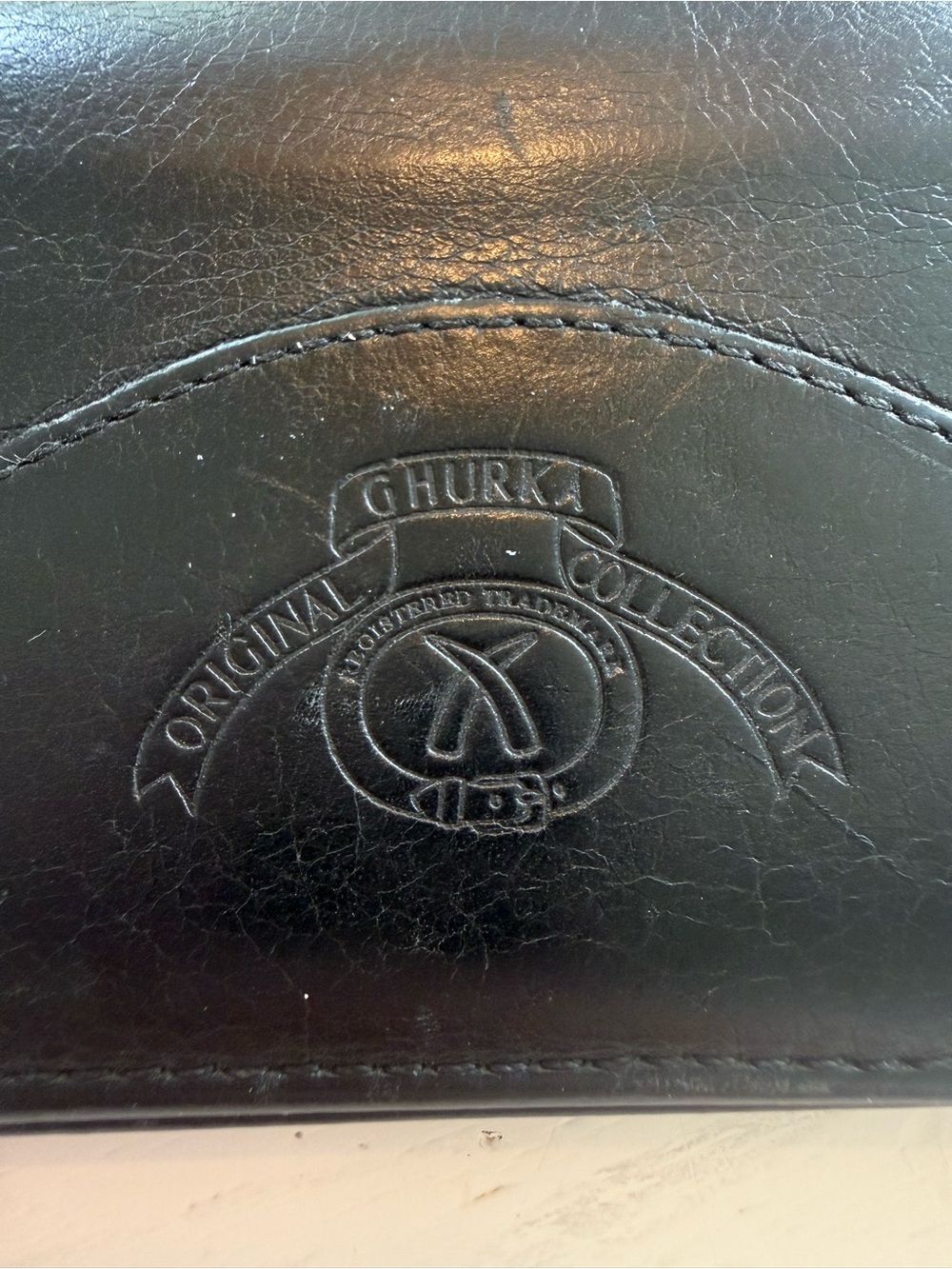 Ghurka Black Leather Wallet Original Collection Vintage Slim Bifold